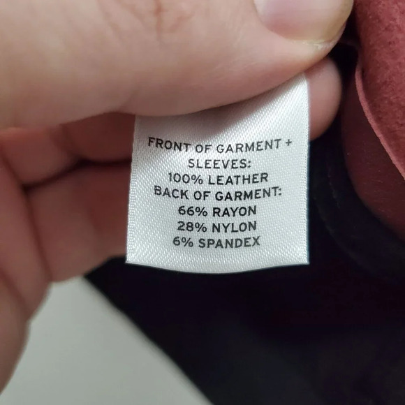 Halogen Women's Burgundy 100% Leather Front Zip Back Short Sleeve Panel Top M - Picture 4 of 8